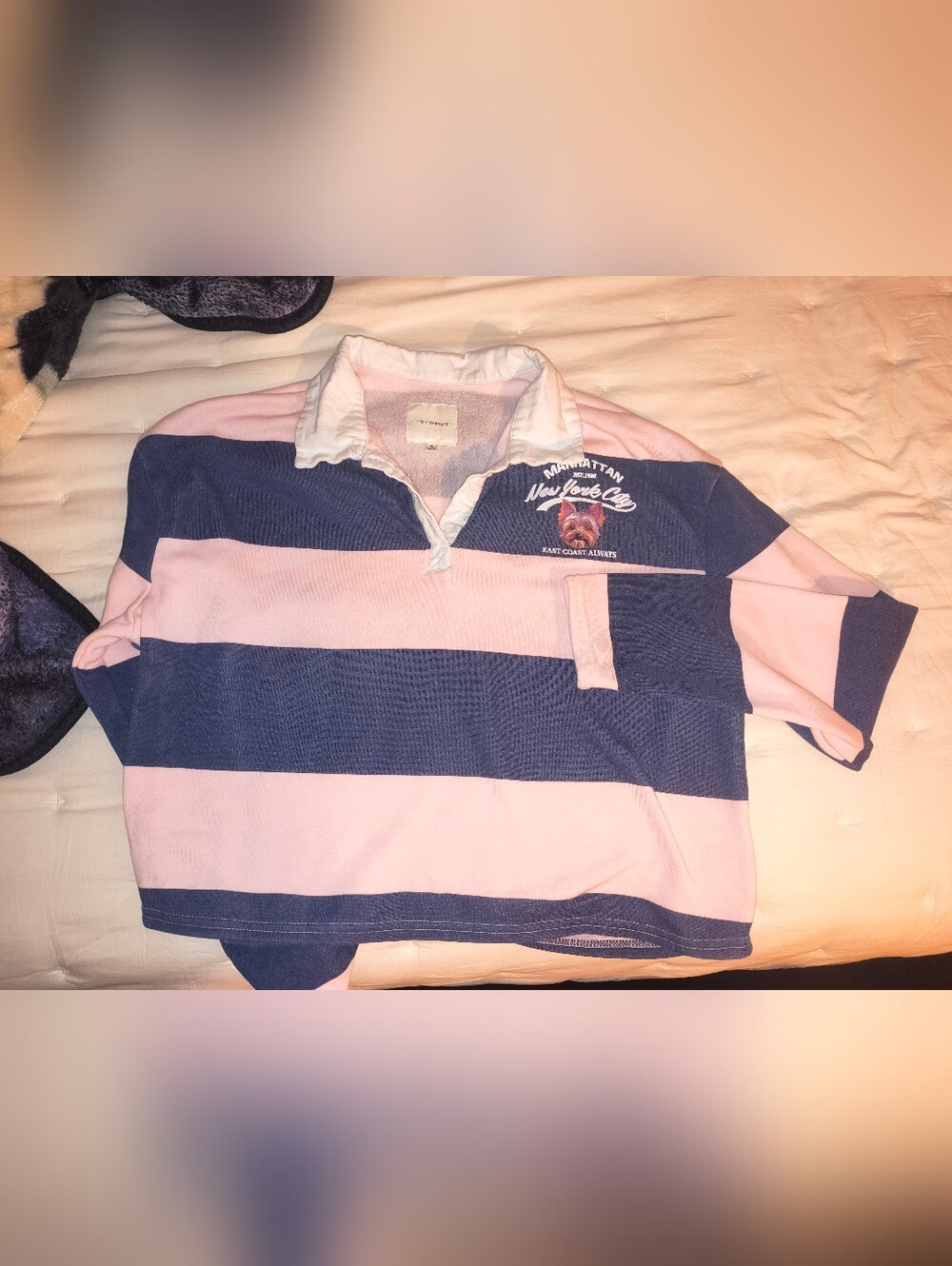 Striped Rugby Polo Shirt - Pink & Navy